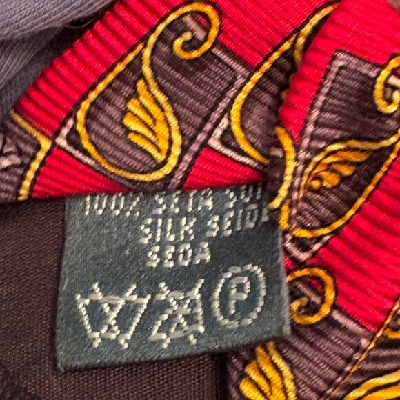 Men's Bolghari, Classic Red Patterned Tie, Made in Italy, 100% Silk - Picture 4 of 4